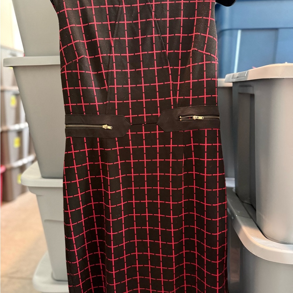 Black Dress with Red Grid Pattern p16